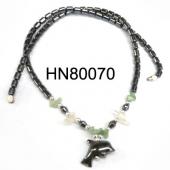Black Hematite Stone Beads Necklace with Dolphin